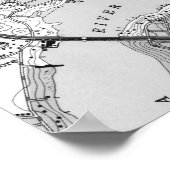 ヴィンテージフロリダ州ジャクソンビルの地図（1950年） BW ポスター (角)