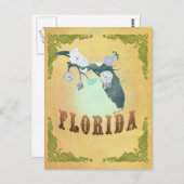 ヴィンテージフロリダ州マップ – パッションフルーツイエロー ポストカード (正面/裏面)