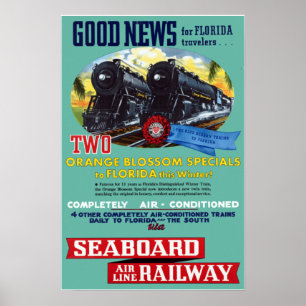 ヴィンテージフロリダ鉄道列車の旅行 ポスター