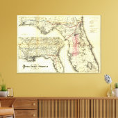 ヴィンテージフロリダ鉄道地図(1882) キャンバスプリント (インサイチュ (リビング))