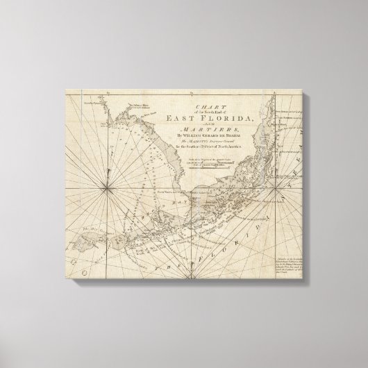 ヴィンテージフロリダ鍵の地図（1771年） キャンバスプリント (正面)