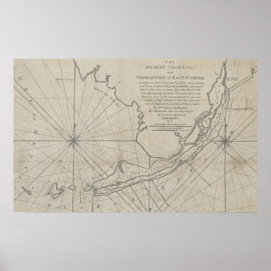 ヴィンテージフロリダ鍵の地図(1771) (2) ポスター (正面)