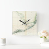 ヴィンテージフロリダ鍵の地図（1859年） スクエア壁時計 (ホーム)