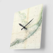 ヴィンテージフロリダ鍵の地図（1859年） スクエア壁時計 (傾斜)