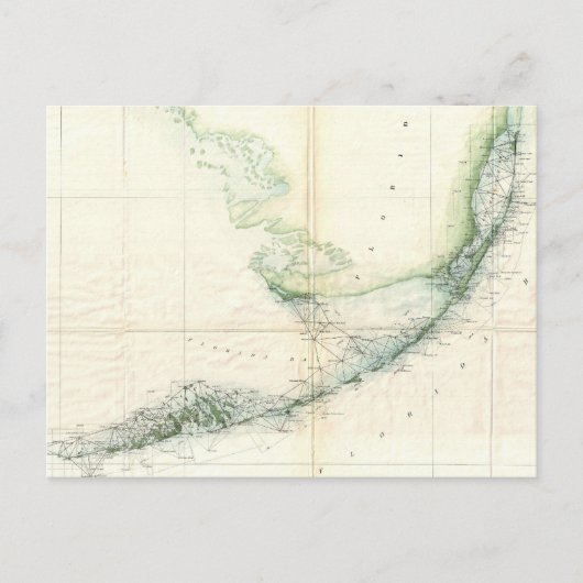 ヴィンテージフロリダ鍵の地図（1859年） ポストカード (正面)