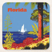ヴィンテージフロリダ、追加文字、コースター スクエアペーパーコースター (正面)