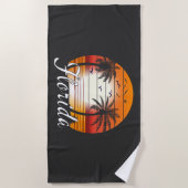 ヴィンテージフロリダUSAパームツリーズサマービーチ ビーチタオル (正面)