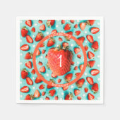 ヴィンテージフローラいちご1stバースデーベリーファースト スタンダードカクテルナプキン (正面)