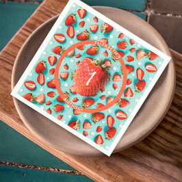 ヴィンテージフローラいちご1stバースデーベリーファースト スタンダードカクテルナプキン