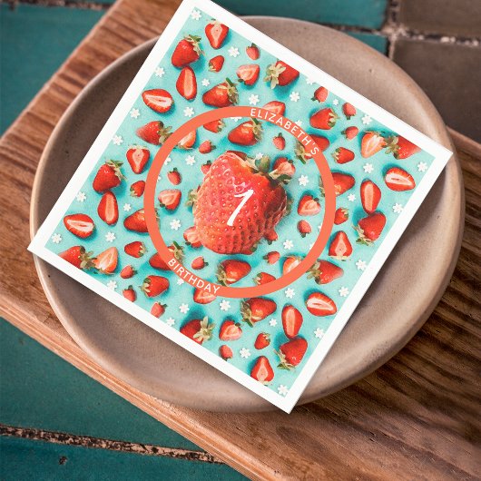 ヴィンテージフローラいちご1stバースデーベリーファースト スタンダードカクテルナプキン