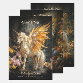 ヴィンテージフローラおとぎ話の森ユニコーンマジカル ラッピングペーパーシート