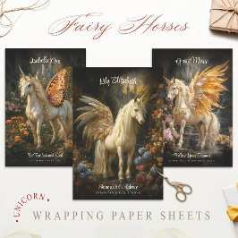 ヴィンテージフローラおとぎ話の森ユニコーンマジカル ラッピングペーパーシート