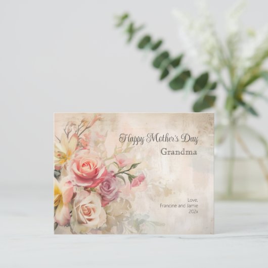 ヴィンテージフローラおばあちゃんの母の日はがき シーズンポストカード (スタンド正面)