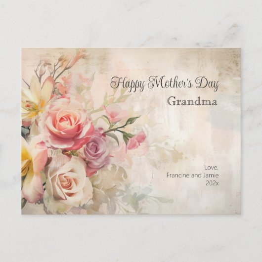 ヴィンテージフローラおばあちゃんの母の日はがき シーズンポストカード (正面)