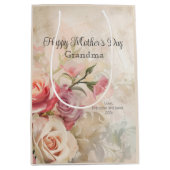 ヴィンテージフローラおばあちゃんの母の日 ミディアムペーパーバッグ (正面)