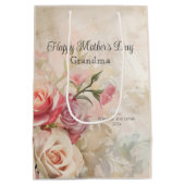 ヴィンテージフローラおばあちゃんの母の日 ミディアムペーパーバッグ (裏面)