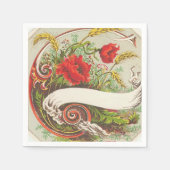 ヴィンテージフローラおもしろい紙ナプキン スタンダードカクテルナプキン (正面)