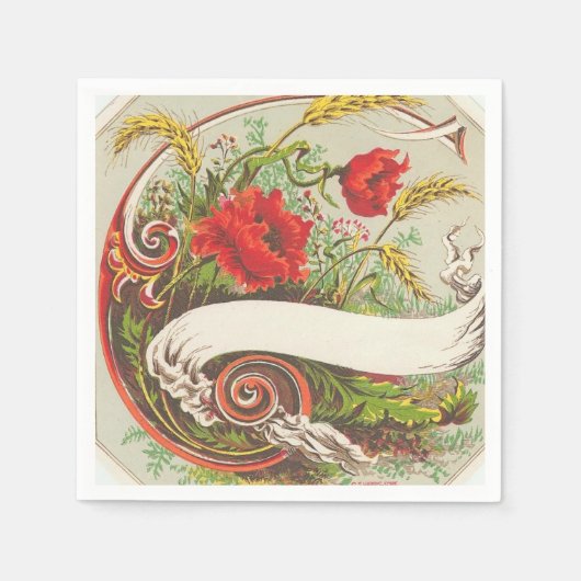 ヴィンテージフローラおもしろい紙ナプキン スタンダードカクテルナプキン (正面)