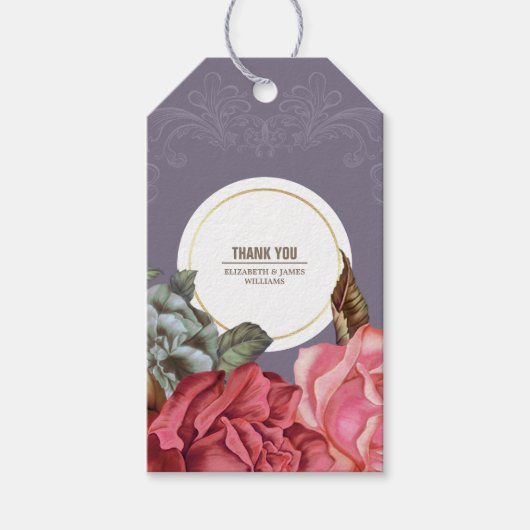 ヴィンテージフローラお結婚礼の記念日 ギフトタグ (正面)
