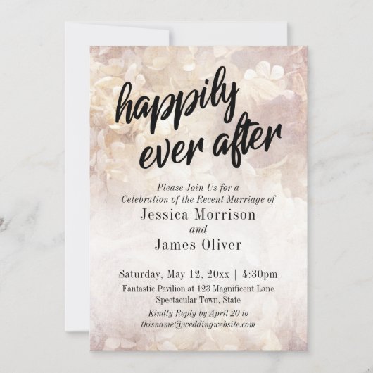 ヴィンテージフローラが披露宴のみの後ずっと幸せに 招待状 (正面)