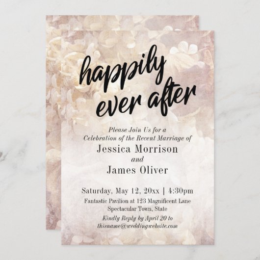 ヴィンテージフローラが披露宴のみの後ずっと幸せに 招待状 (正面/裏面)