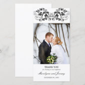 ヴィンテージフローラが華やかなロマンチック結婚な写真 サンキューカード (正面/裏面)
