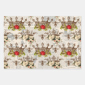 ヴィンテージフローラが蜂で冠を飾る ラッピングペーパーシート (正面2)