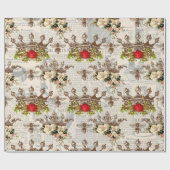 ヴィンテージフローラが蜂で冠を飾る ラッピングペーパー (フラット)