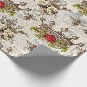 ヴィンテージフローラが蜂で冠を飾る ラッピングペーパー (角)