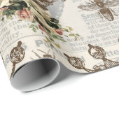 ヴィンテージフローラが蜂で冠を飾る ラッピングペーパー (ロールコーナー)