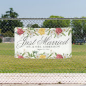 ヴィンテージフローラたった今結婚しましたカーバナー 横断幕 (インサイチュ)