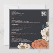 ヴィンテージフローラとエレガントピーチ&ネイビーデザイン 招待状 (裏面)