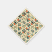 ヴィンテージフローラとカメラパターン スタンダードカクテルナプキン (角)