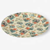 ヴィンテージフローラとカメラパターン ペーパープレート (アングル)