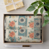 ヴィンテージフローラとカメラパターン 薄葉紙 (ギフト)