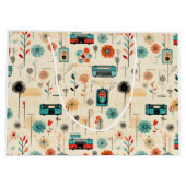ヴィンテージフローラとカメラパターン(2) ラージペーパーバッグ (裏面)