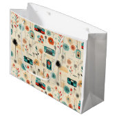 ヴィンテージフローラとカメラパターン(2) ラージペーパーバッグ (正面アングル)