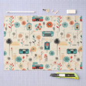 ヴィンテージフローラとカメラパターン(2) 薄葉紙 (クラフト)