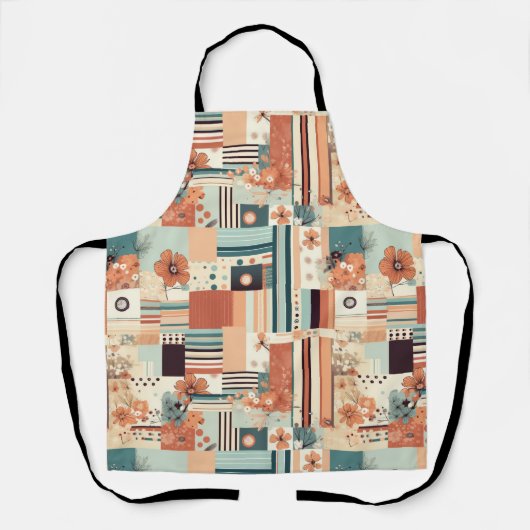 ヴィンテージフローラとカメラパターン(4) エプロン (正面)
