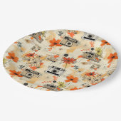 ヴィンテージフローラとカメラパターン(5) ペーパープレート (アングル)