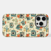 ヴィンテージフローラとカメラパターン iPhoneケース (裏面横)