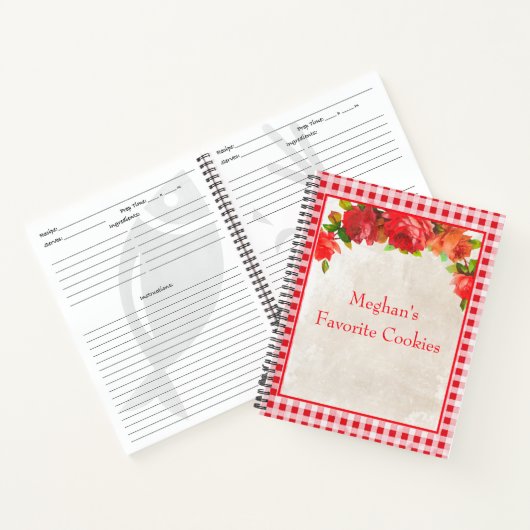 ヴィンテージフローラとギンガムチェックレシピ主催者 ノートブック (内部)