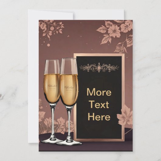 ヴィンテージフローラとシャンパントースト 招待状 (裏面)