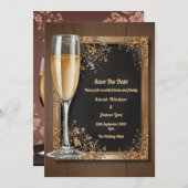 ヴィンテージフローラとシャンパントースト 招待状 (正面/裏面)