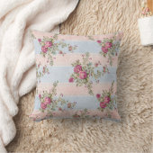 ヴィンテージフローラとストライプ クッション (ブランケット)