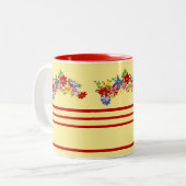ヴィンテージフローラとストライプMag ツートーンマグカップ (正面左)