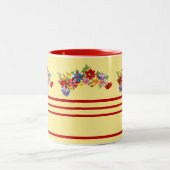 ヴィンテージフローラとストライプMag ツートーンマグカップ (中央)
