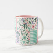 ヴィンテージフローラとチェックされたパターンのMUG ツートーンマグカップ (正面右)