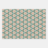 ヴィンテージフローラとティール（緑がかった色）紙ラップセット ラッピングペーパーシート (正面2)