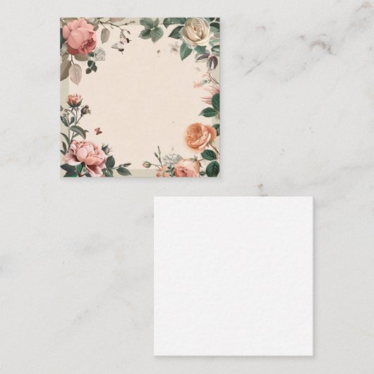 ヴィンテージフローラとバタフライエレガンス ノートカード (正面/裏面)